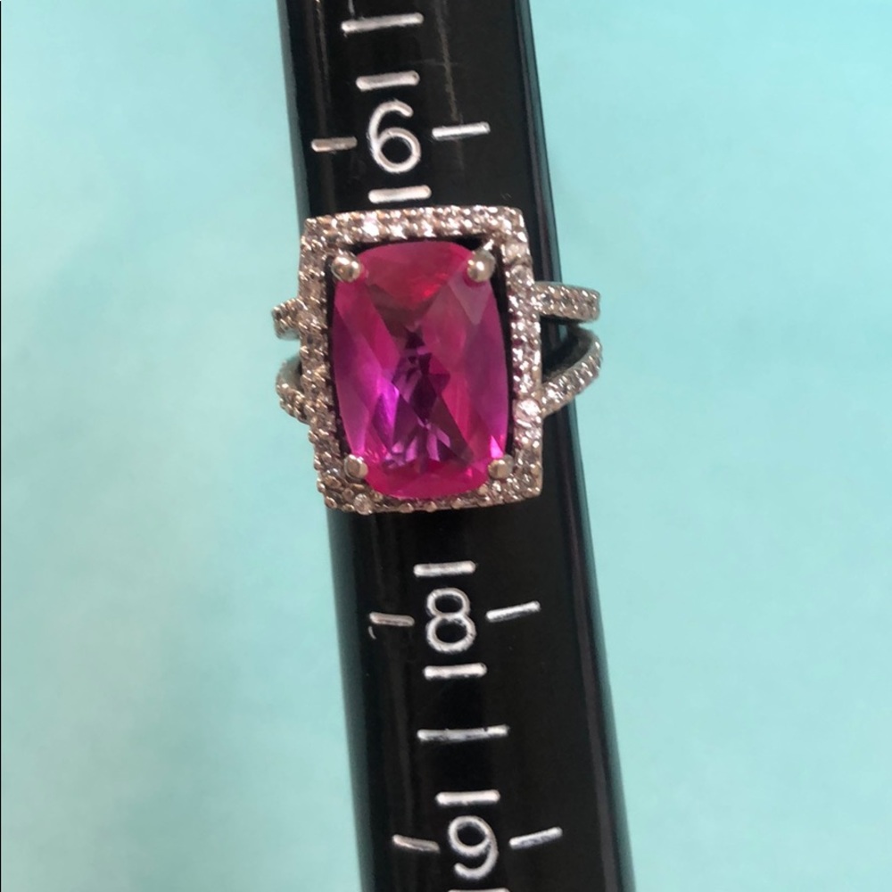 Pink 925 Statement Cocktail Ring - image 2